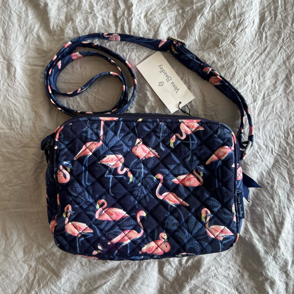 Vera Bradley Flamingo Print Quilted Crossbody Bag
